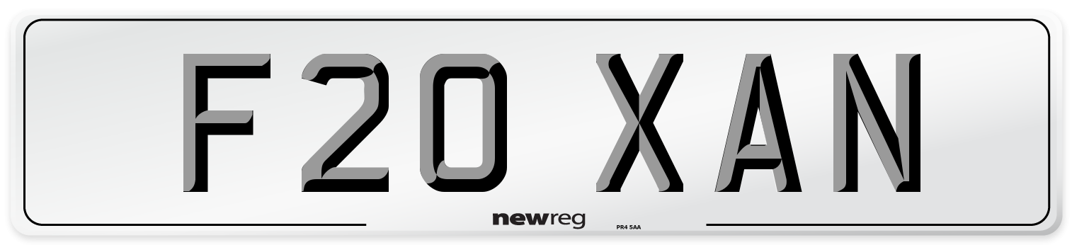 F20 XAN Number Plate from New Reg